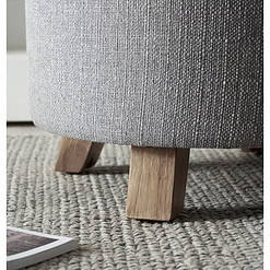Better Homes & Gardens Round Tufted Storage Ottoman, Gray Faux Linen