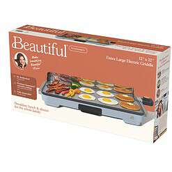 Beautiful XL Electric Griddle 12" x 22"- Non-Stick, Cornflower Blue by Drew Barrymore