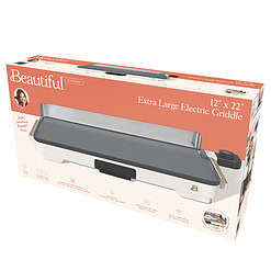 Beautiful XL Electric Griddle 12" x 22" Non-Stick, White Icing by Drew Barrymore