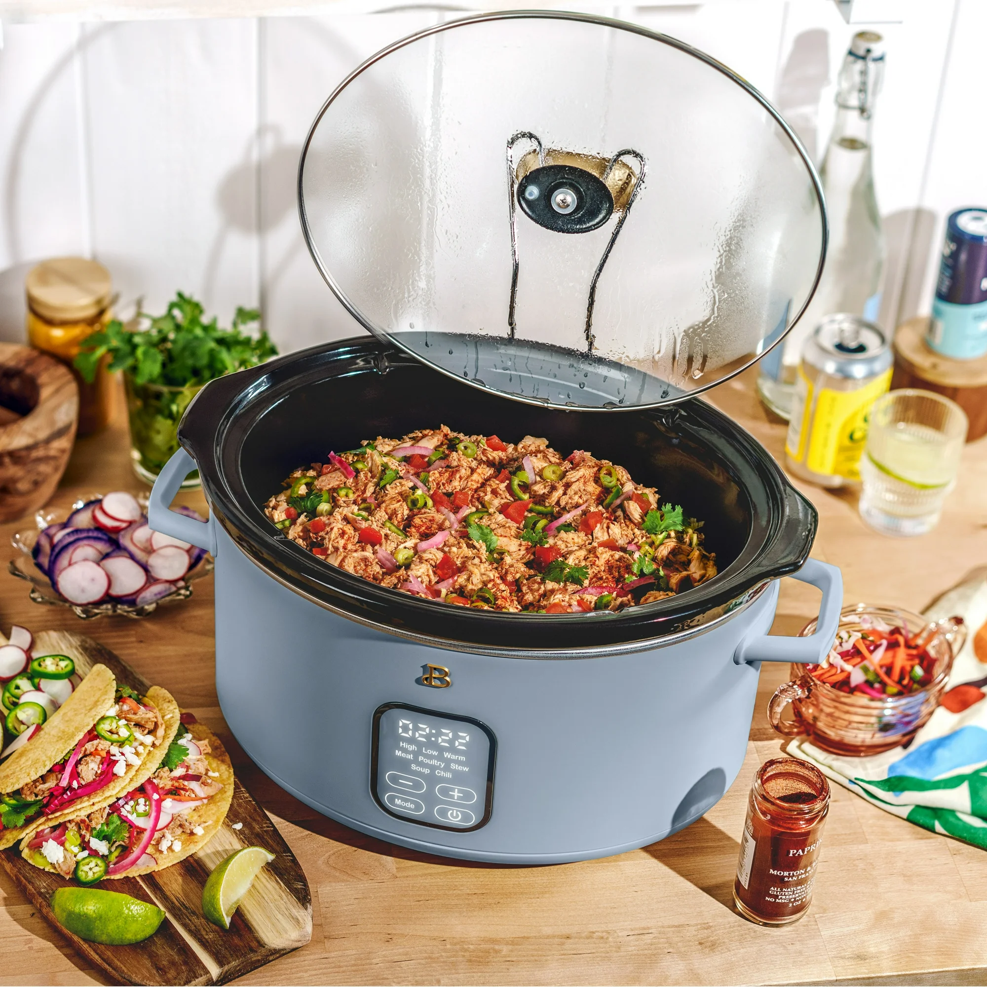 Beautiful 6 Qt Programmable Slow Cooker, Cornflower Blue by Drew Barrymore