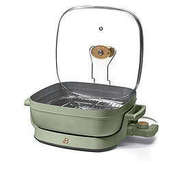 Beautiful 5 in 1 Electric Skillet - Expandable up to 7 Qt with Glass Lid, Sage Green by Drew Barrymore