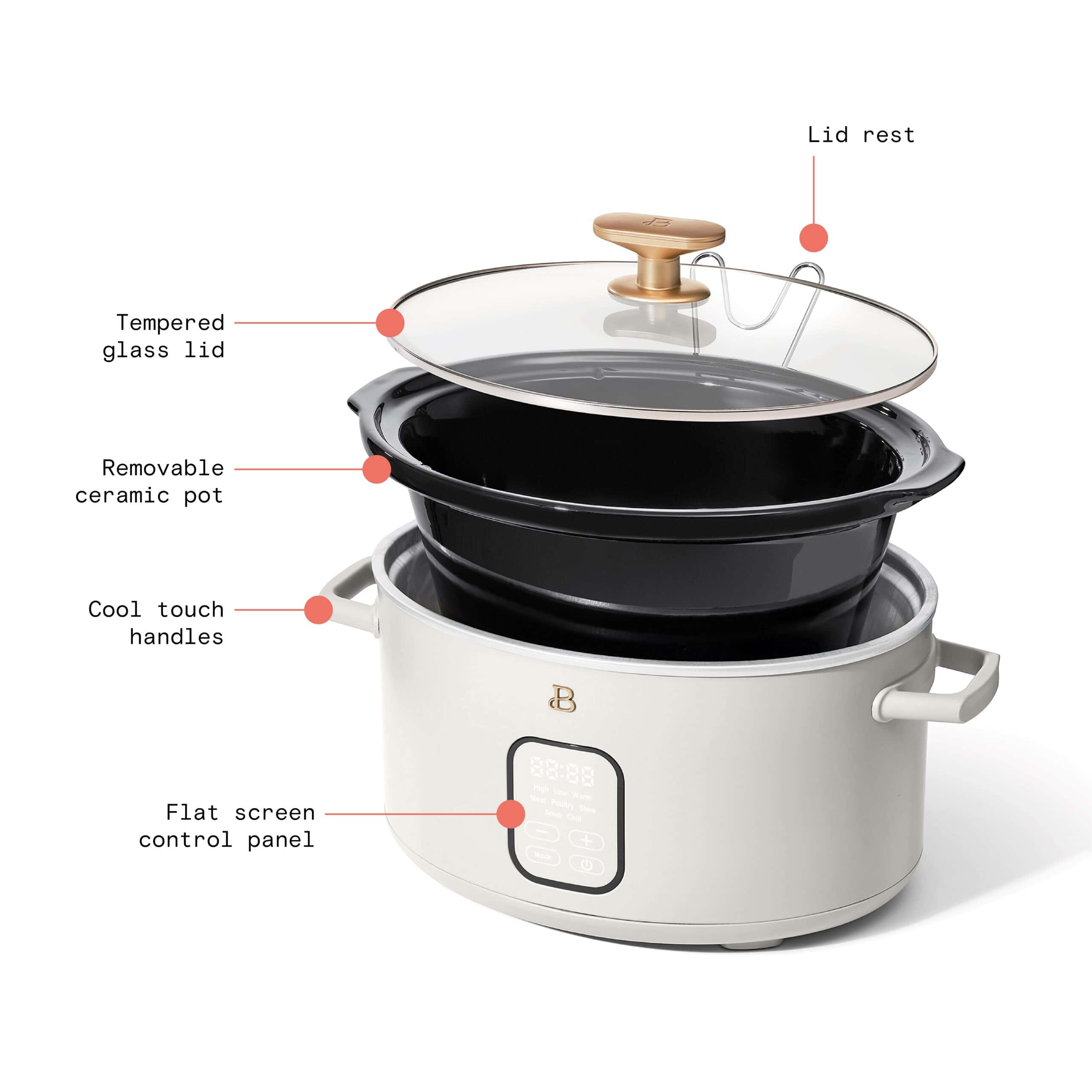 Beautiful 6 Qt Programmable Slow Cooker, White Icing by Drew Barrymore