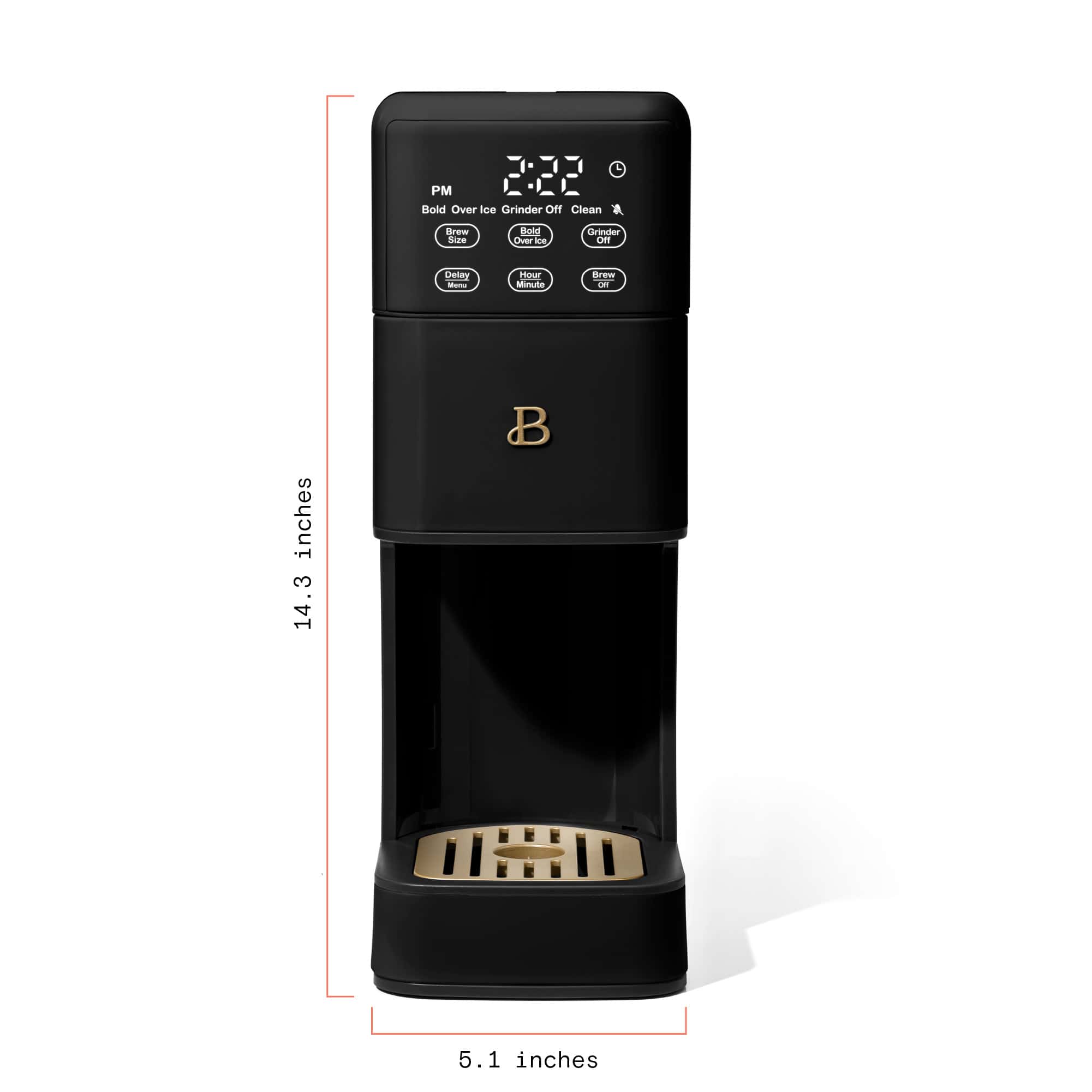 Beautiful Perfect Grind Programmable Single Serve Coffee Maker, Black Sesame by Drew Barrymore