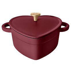 Beautiful 2QT Cast Iron Heart Shaped Dutch Oven, Merlot by Drew Barrymore