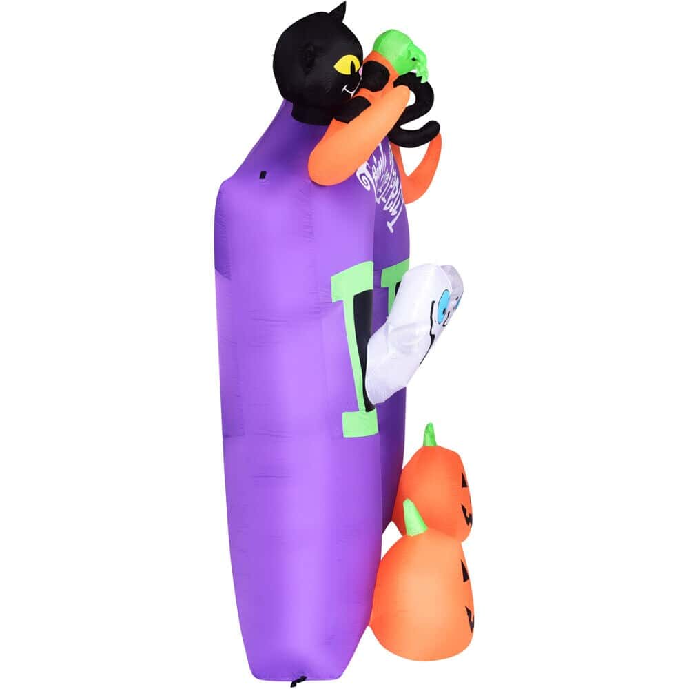 Haunted Hill Farm 9-ft Pre-Lit Inflatable Trick or Treat Walkway Arch with Black Cat, Jack-O-Lantern, and Ghost