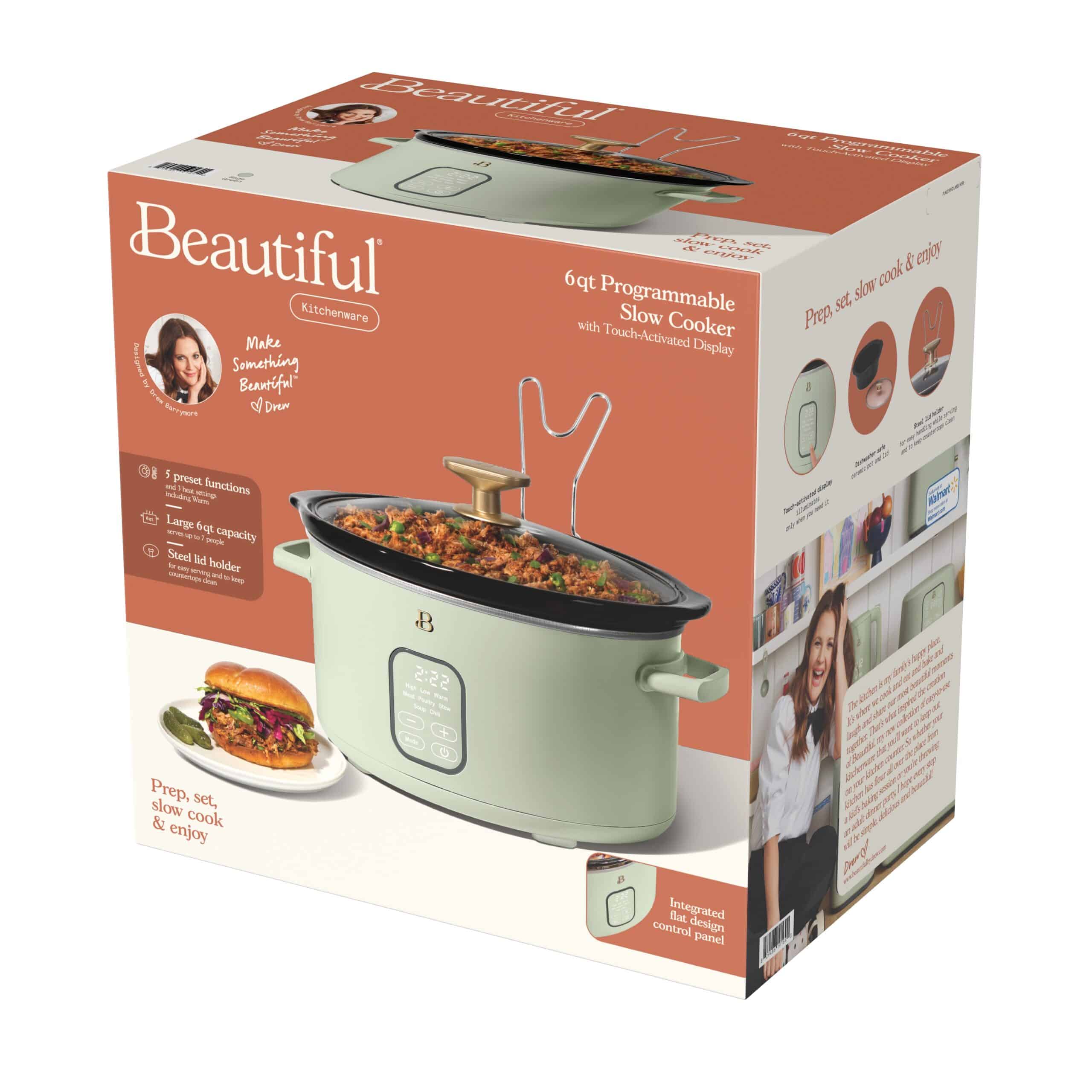 Beautiful 6 Qt Programmable Slow Cooker, Sage Green by Drew Barrymore