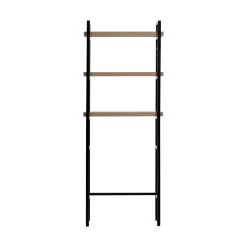 Better Homes & Gardens Jace 3-Shelf Over the Toilet Space Saver, Black and Natural Oak Finish