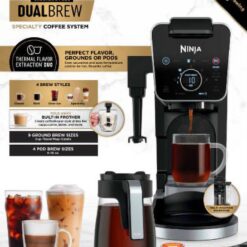 Ninja CFP300 Dual Brew Specialty Drop Coffee Maker, Single-Serve, K-Cup Pod Compatible, 12-Cup, Glass Carafe