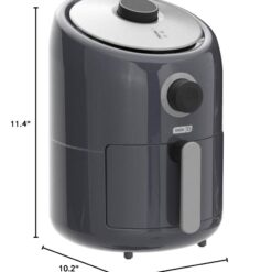 DASH Compact Air Fryer Oven Cooker with Temperature Control, Non-stick Fry Basket, 2 Quart - Grey