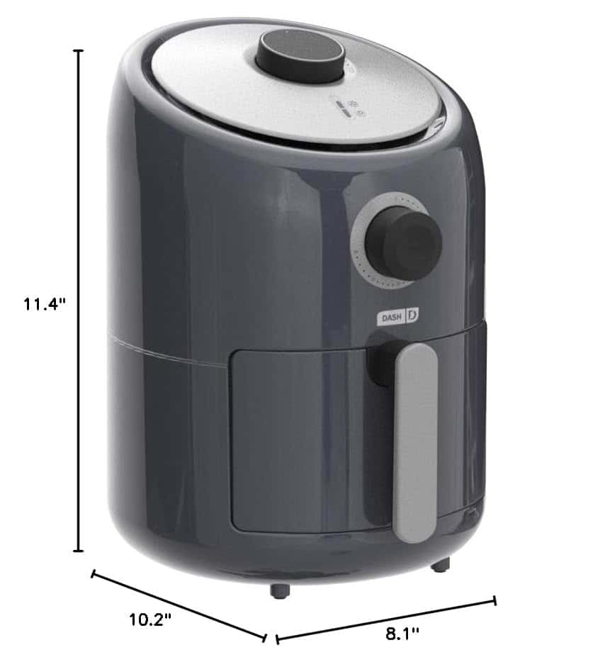 DASH Compact Air Fryer Oven Cooker with Temperature Control, Non-stick Fry Basket, 2 Quart - Grey