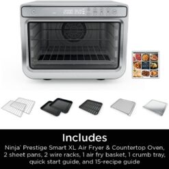 Ninja Prestige Smart XL with Pro Cook System 10-in-1 Air Fry Digital Countertop Convection Toaster Oven, 1800 Watts, Stainless Steel, DT551