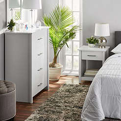 Mainstays Hillside Nightstand with Drawer, White Finish