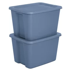 Sterilite 18 Gallon Tote Box Plastic Adult, Blue Moonlight, Set of 8