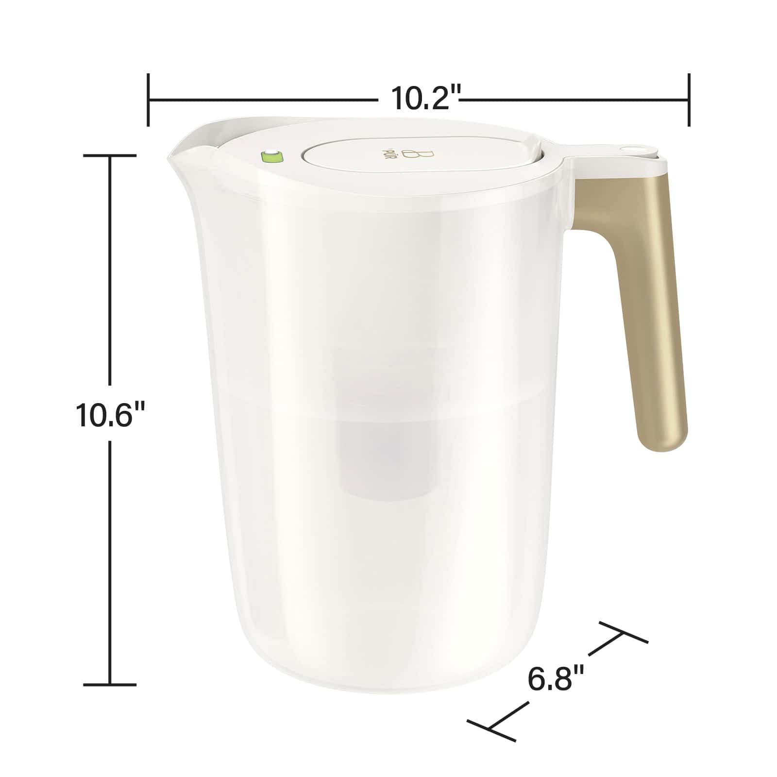Beautiful by PUR 12 Cup Water Filtration Pitcher, W 10.2" x H 10.6" x L 6.8", White Icing (PPT120W)