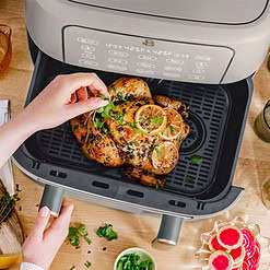 Beautiful 9 QT TriZone Air Fryer, Porcini Taupe by Drew Barrymore