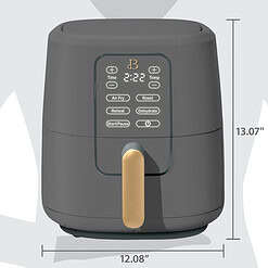 Beautiful 6 Qt Air Fryer with TurboCrisp Technology and Touch-Activated Display, Oyster Grey by Drew Barrymore