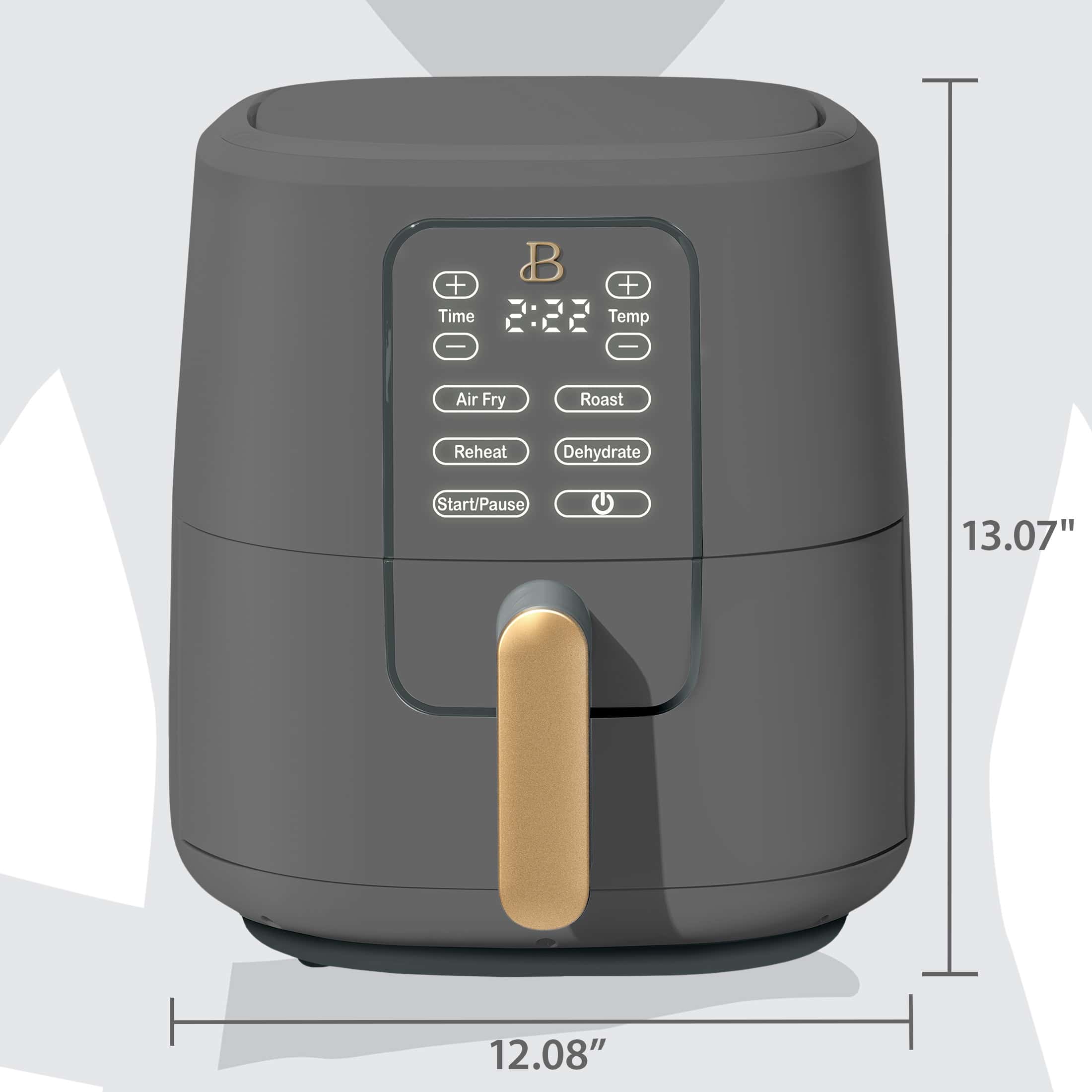 Beautiful 6 Qt Air Fryer with TurboCrisp Technology and Touch-Activated Display, Oyster Grey by Drew Barrymore