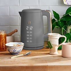 Beautiful 1.7-Liter Electric Kettle 1500 W with One-Touch Activation, Oyster Gray by Drew Barrymore