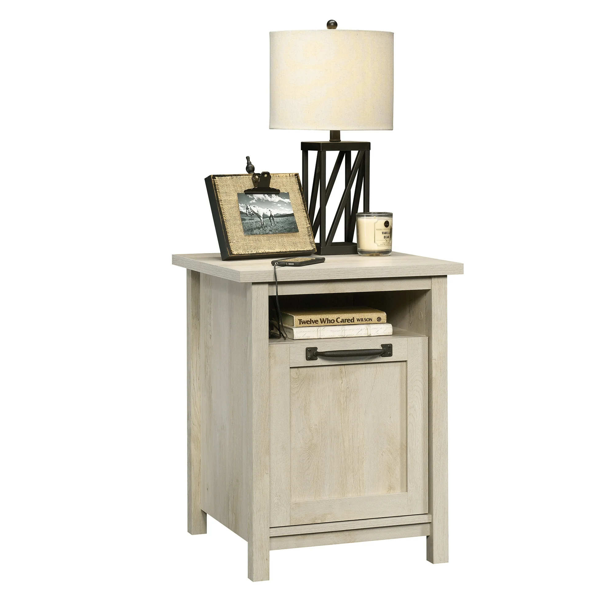 Better Homes & Gardens Modern Farmhouse USB Nightstand, Rustic White Finish