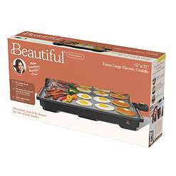Beautiful XL Electric Griddle 12" x 22"- Non-Stick, Black Sesame by Drew Barrymore