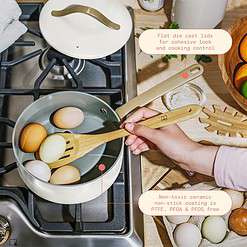 Beautiful 12pc Ceramic Non-Stick Cookware Set, White Icing by Drew Barrymore