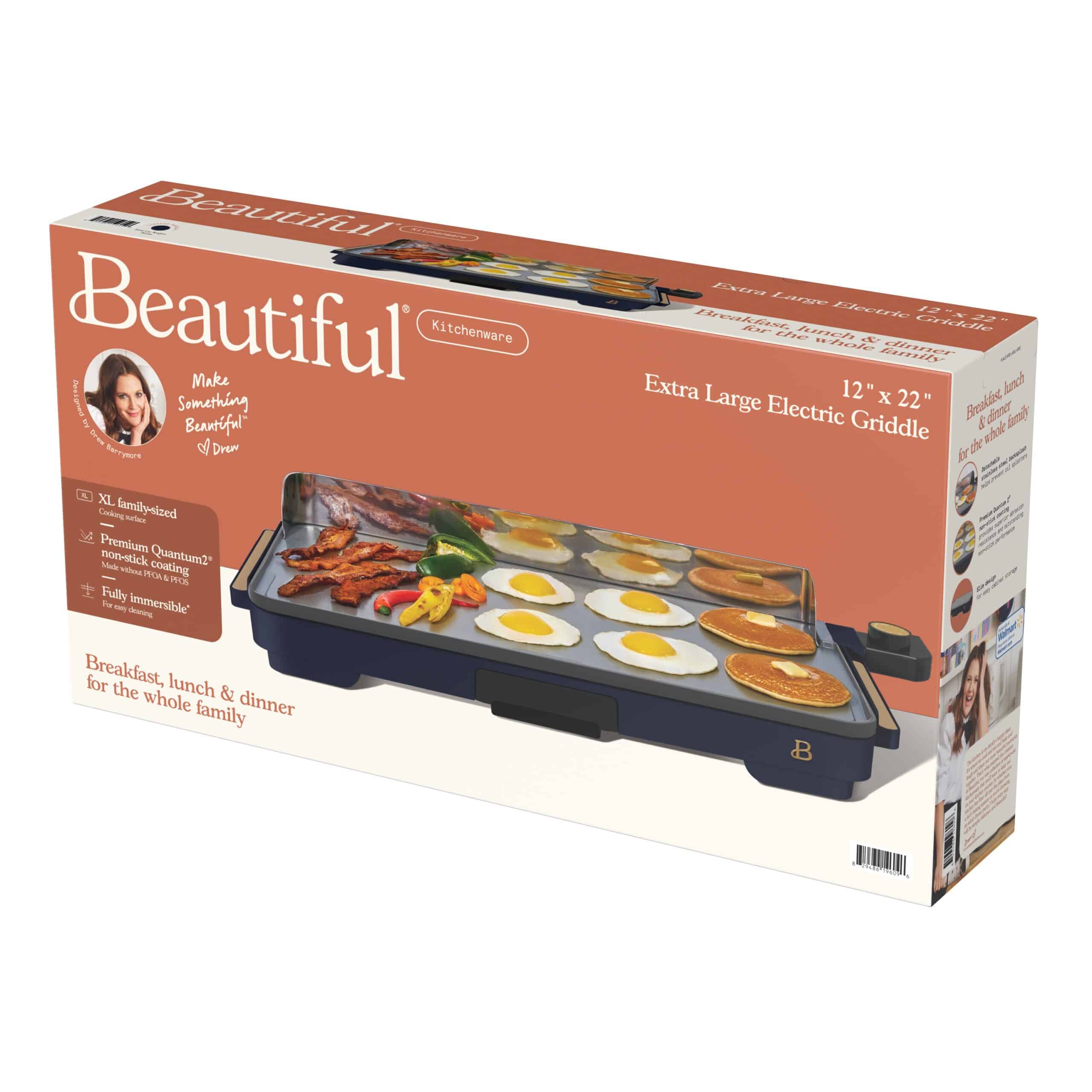 Beautiful XL Electric Griddle 12" x 22"- Non-Stick, Sage Green by Drew Barrymore