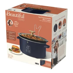 Beautiful 6 Qt Programmable Slow Cooker, Starry Night by Drew Barrymore, Blue