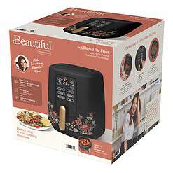 Beautiful 6 Qt Air Fryer with TurboCrisp Technology and Touch-Activated Display, Wildflower by Drew Barrymore, Black