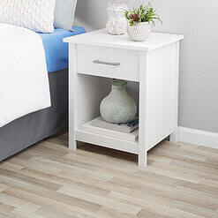 Mainstays Hillside Nightstand with Drawer, White Finish