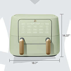 Beautiful 9 QT TriZone Air Fryer, Sage Green by Drew Barrymore
