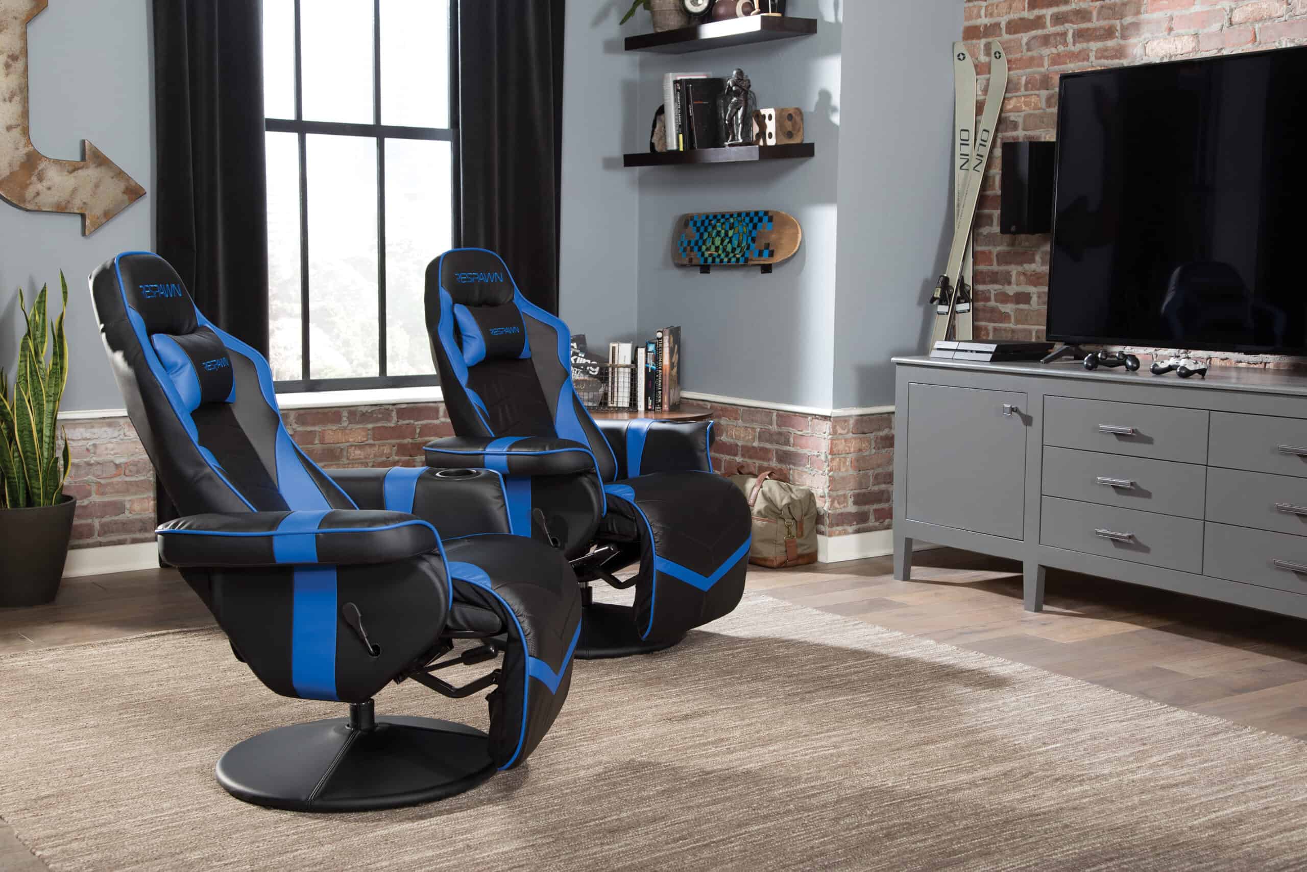 RESPAWN 900 Gaming Recliner - Reclining Gaming Chair with Footrest, Gaming Chair Recliner, Blue