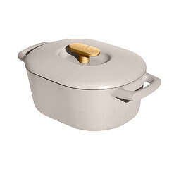 Beautiful 6 Quart Enamel Dutch Oven, Porcini Taupe by Drew Barrymore