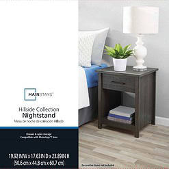 Mainstays Hillside Nightstand with Drawer, Espresso Finish