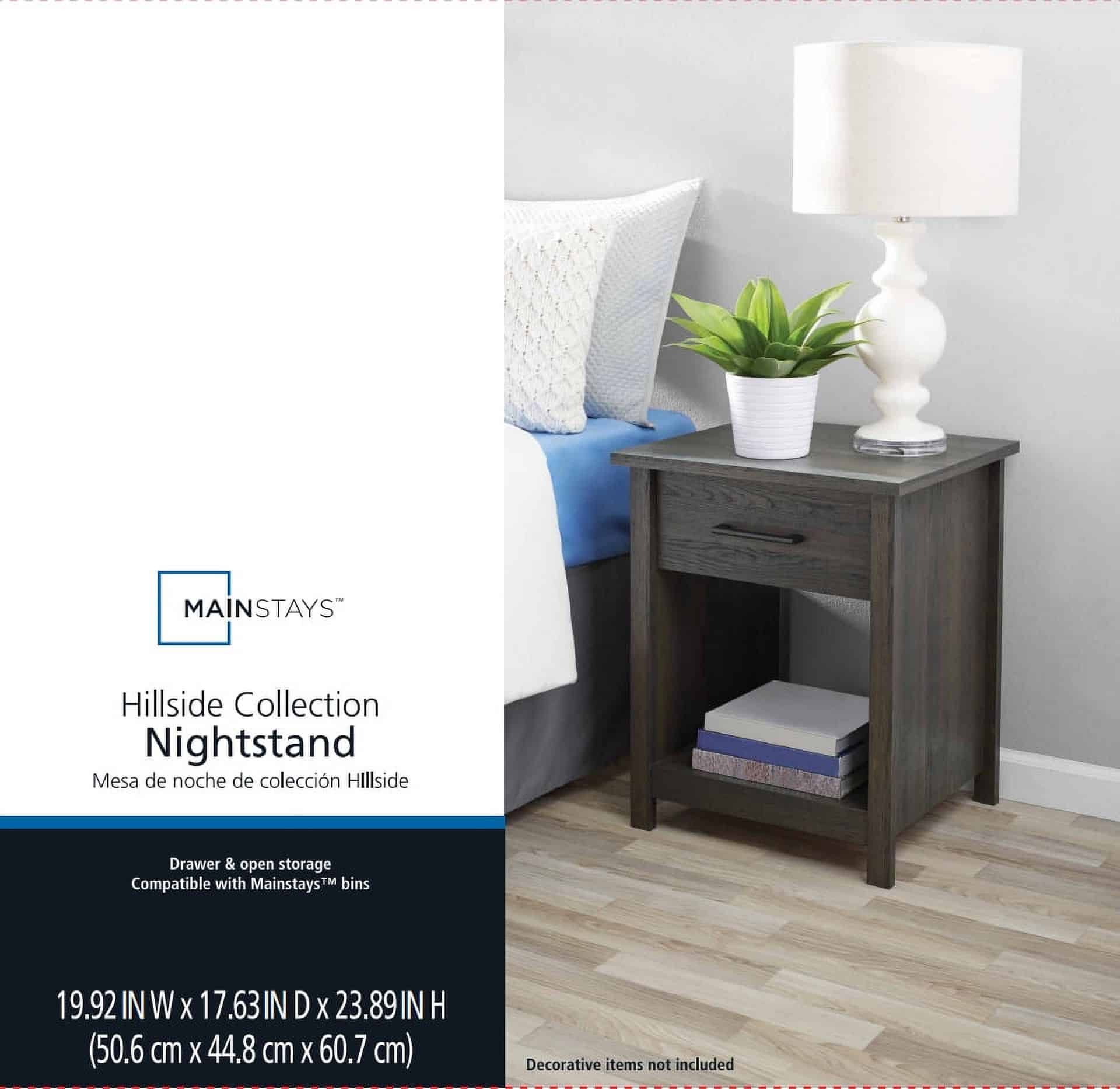 Mainstays Hillside Nightstand with Drawer, Espresso Finish