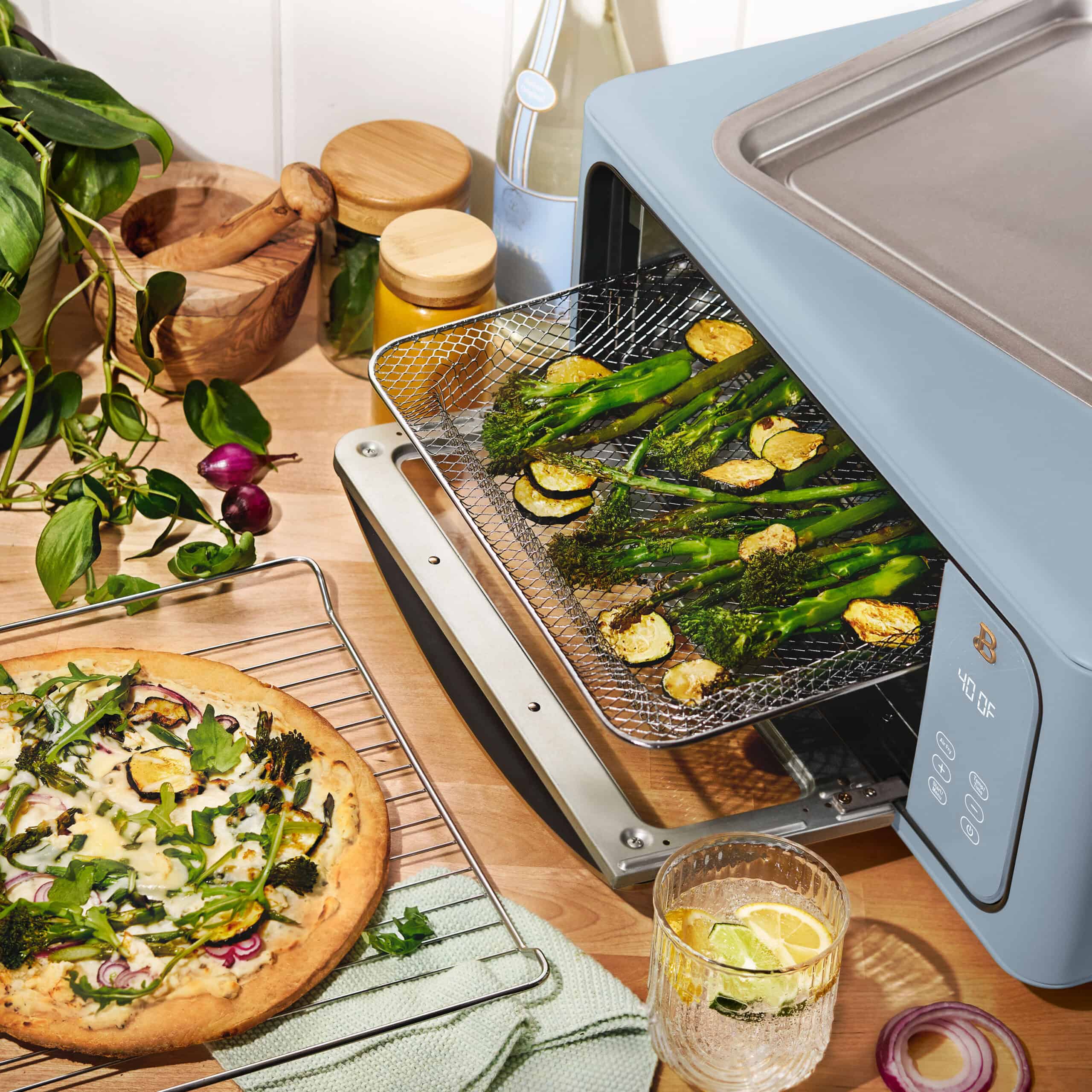 Beautiful Infrared Air Fry Toaster Oven, 9-Slice, 1800 W, Cornflower Blue by Drew Barrymore