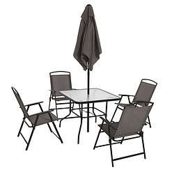 Mainstays Albany Lane 6-Piece Outdoor Patio Dining Set, Gray/Black