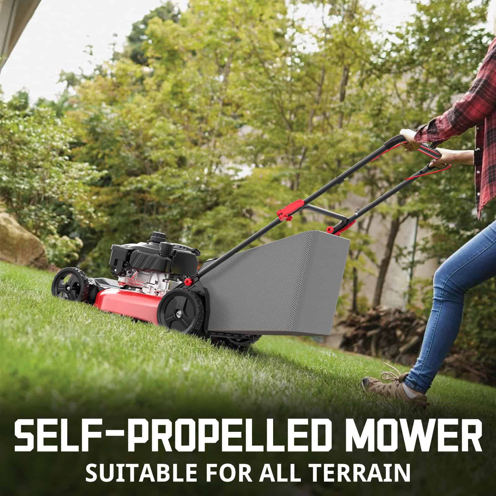 PowerSmart Gas Self-Propelled 21-inch 170cc Lawn Mower with 6-position Height Adjustment