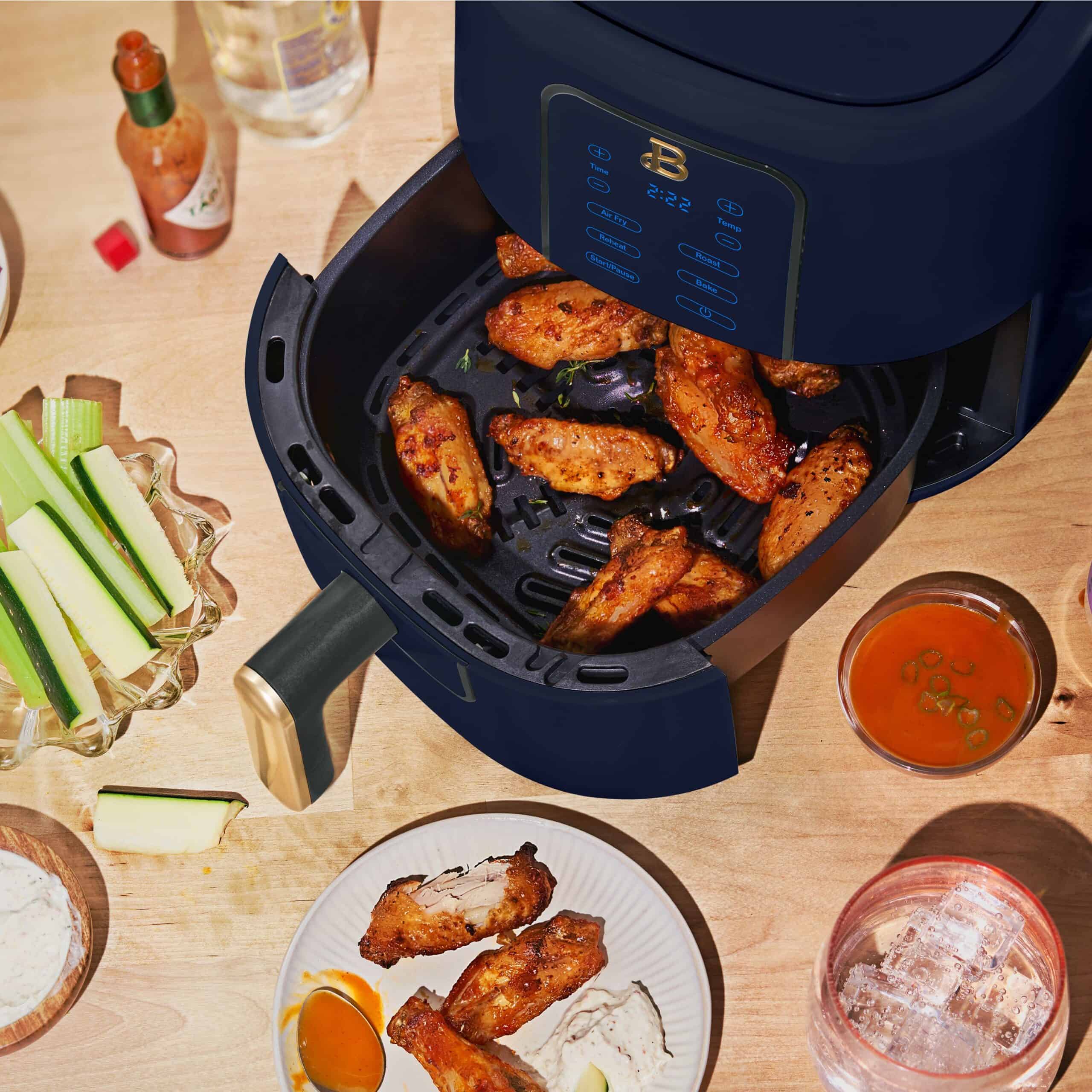 Beautiful 3 Qt Air Fryer with TurboCrisp Technology, Starry Night by Drew Barrymore, Blue