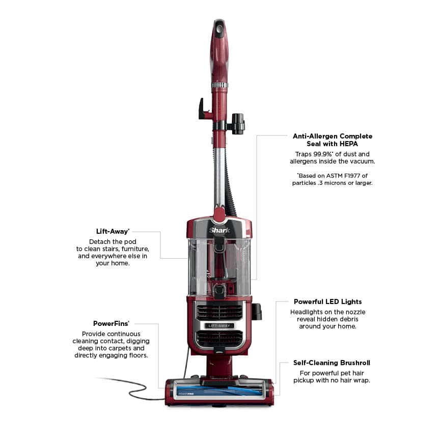 Shark Navigator Lift-Away Pet Upright Vacuum Cleaner - PowerFins Brushroll, HEPA Filter, Anti-Allergen Seal
