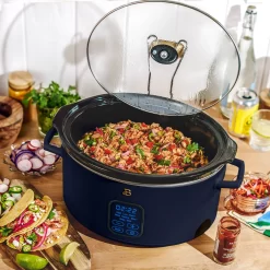 Beautiful 6 Qt Programmable Slow Cooker, Starry Night by Drew Barrymore, Blue