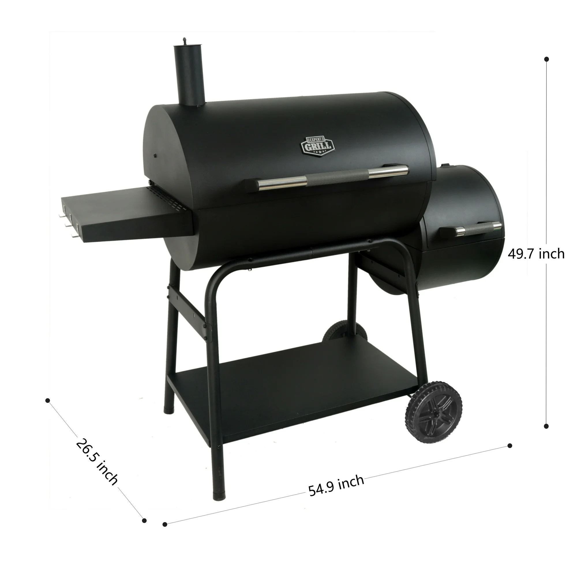 Expert Grill 28" Offset Steel Charcoal Smoker Grill with Side Firebox, Black, New - Image 15