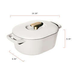 Beautiful 6 Quart Enamel Dutch Oven, White Icing by Drew Barrymore