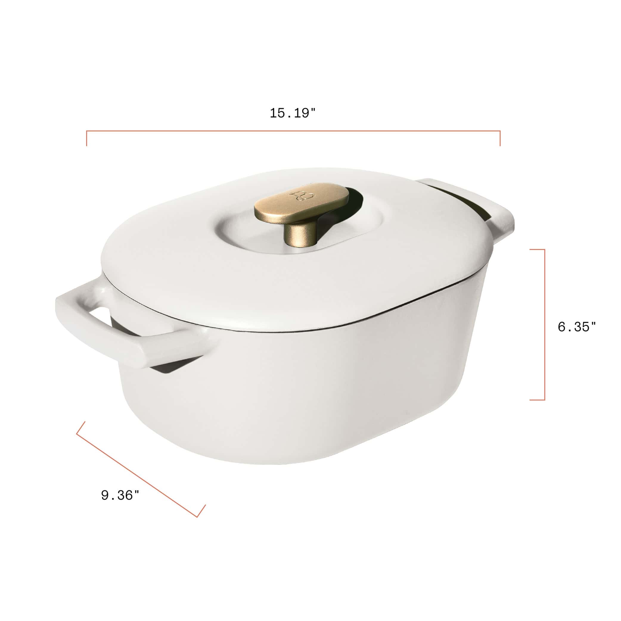 Beautiful 6 Quart Enamel Dutch Oven, White Icing by Drew Barrymore