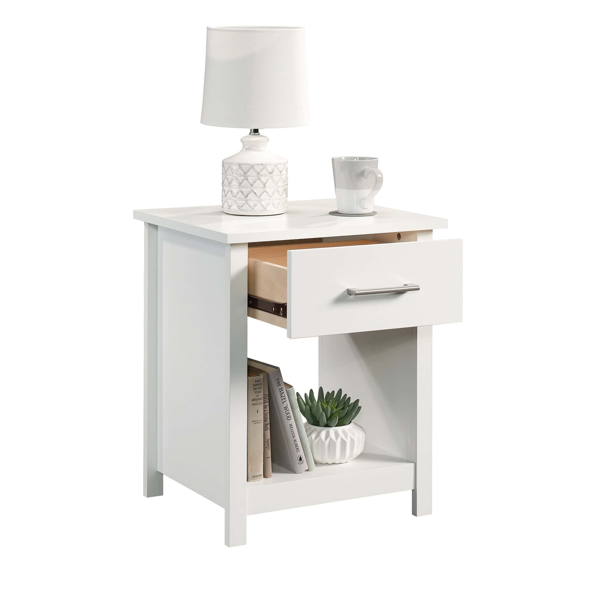 Mainstays Hillside Nightstand with Drawer, White Finish