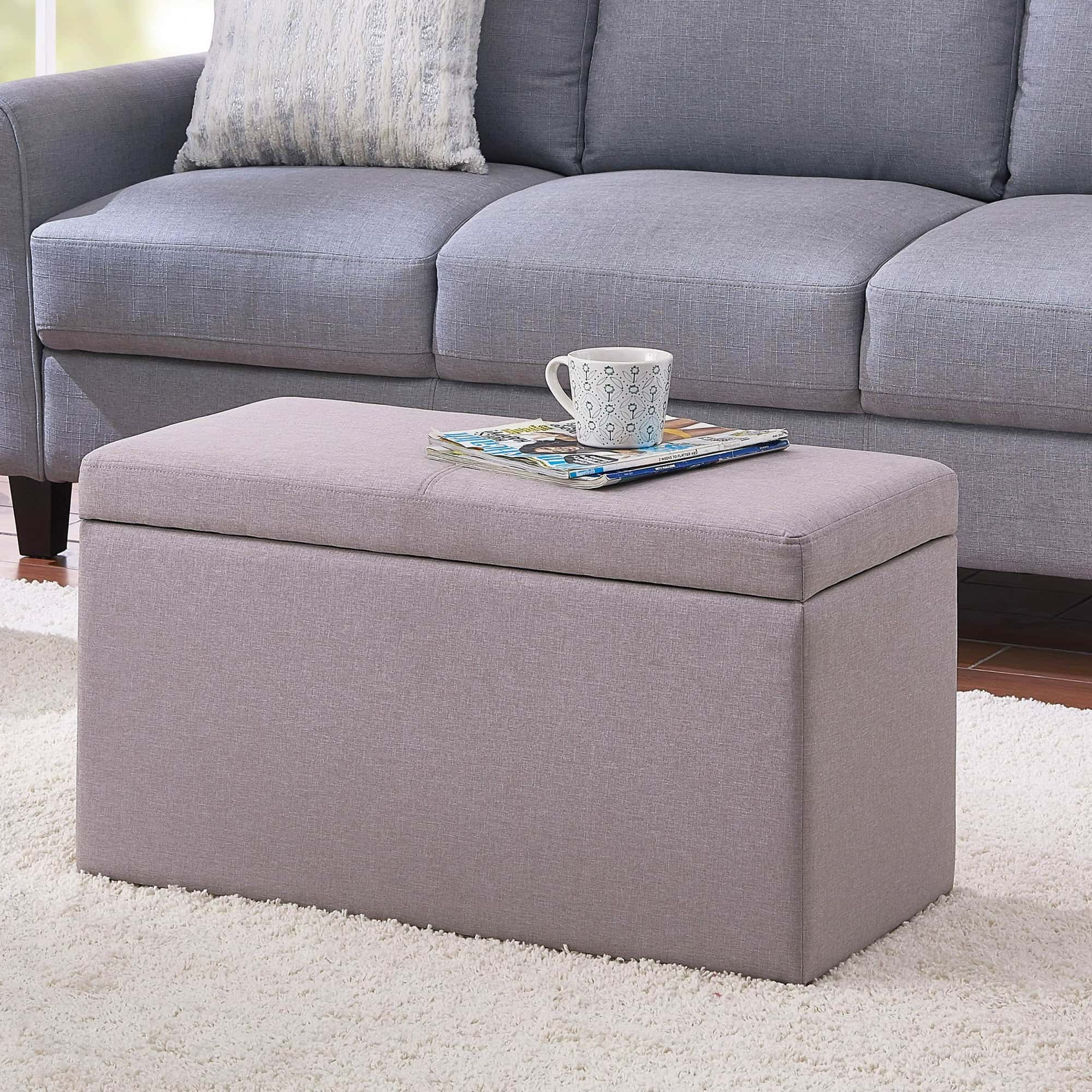 Better Homes & Gardens 30" Hinged Storage Ottoman, Sand Faux Linen
