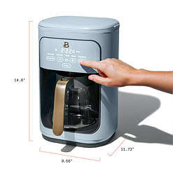 Beautiful 14-Cup Programmable Drip Coffee Maker with Touch-Activated Display, Cornflower Blue by Drew Barrymore