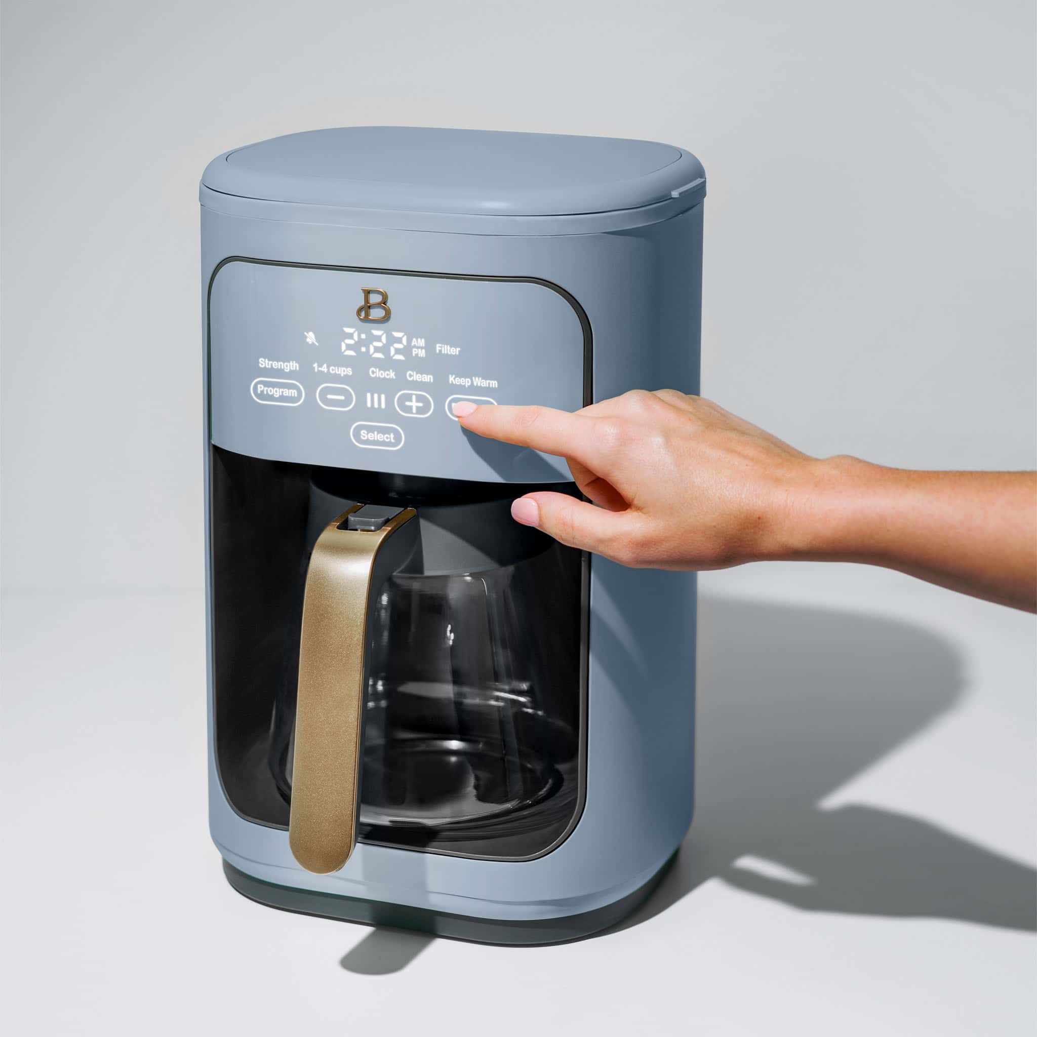 Beautiful 14-Cup Programmable Drip Coffee Maker with Touch-Activated Display, Cornflower Blue by Drew Barrymore