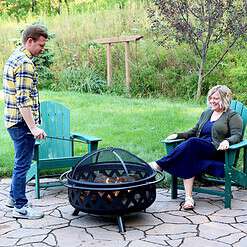 Sunnydaze Decor 36-in W Black Steel Wood-Burning Fire Pit
