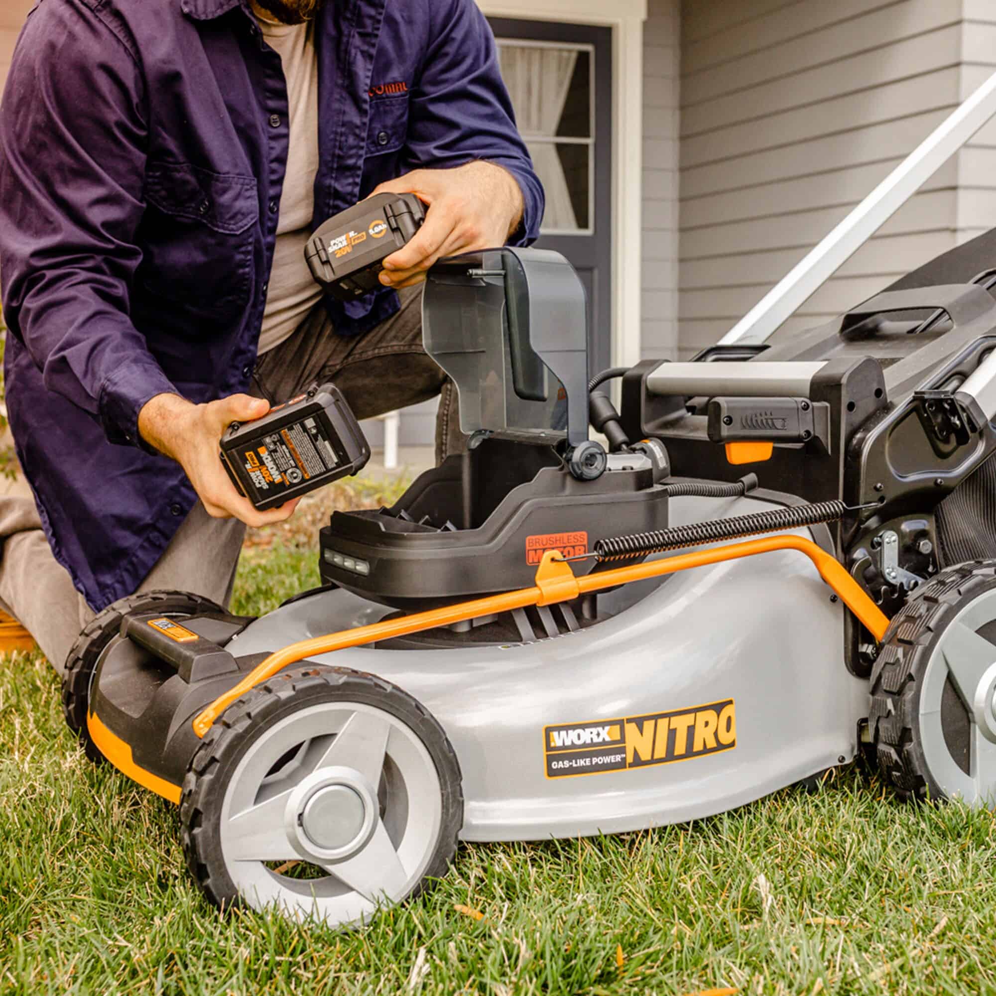 WORX Nitro Power Share 40-volt 21-in Cordless Self-propelled Lawn Mower 5 Ah (2-Batteries and Charger Included)