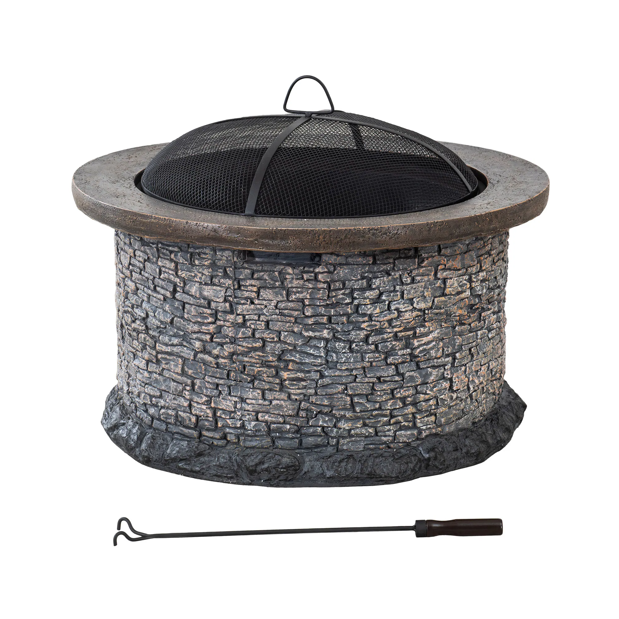 Sunjoy 31.89-in W Gray Clay Wood-Burning Fire Pit